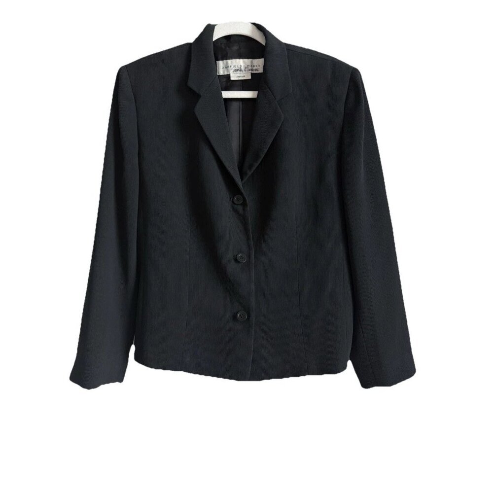 Garfield & Marks Vtg Women's Single Breasted‎ Black Blazer Jacket Lined Size 14